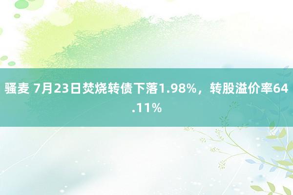 骚麦 7月23日焚烧转债下落1.98%，转股溢价率64.11%