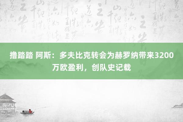 撸踏踏 阿斯：多夫比克转会为赫罗纳带来3200万欧盈利，创队史记载