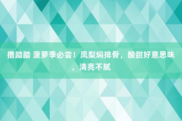 撸踏踏 菠萝季必尝！凤梨焖排骨，酸甜好意思味，清亮不腻