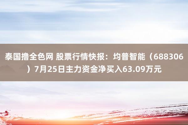 泰国撸全色网 股票行情快报：均普智能（688306）7月25日主力资金净买入63.09万元