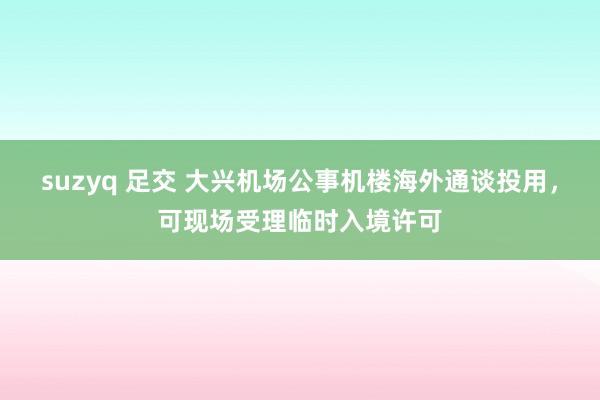 suzyq 足交 大兴机场公事机楼海外通谈投用，可现场受理临时入境许可