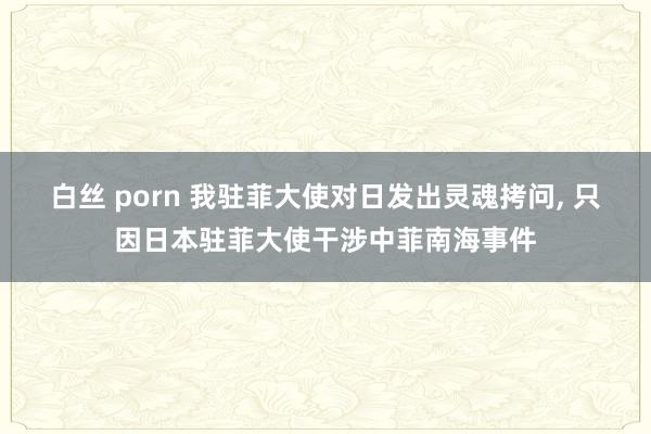 白丝 porn 我驻菲大使对日发出灵魂拷问， 只因日本驻菲大使干涉中菲南海事件