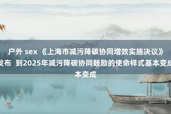 户外 sex 《上海市减污降碳协同增效实施决议》发布  到2025年减污降碳协同鼓励的使命样式基本变成